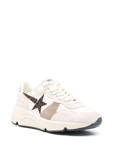 Golden Goose glitter star-patch suede sneakers - Beige