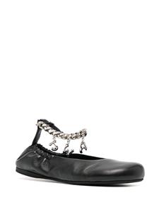 JW Anderson logo-charm leather ballerina shoes - Zwart