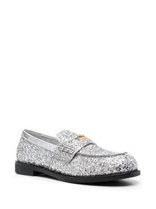 Miu Miu glitter-embellished leather loafers - Grijs
