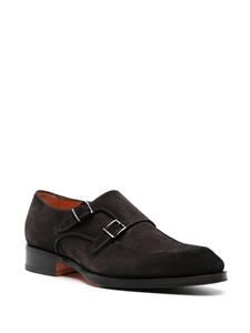 Santoni double-buckle suede monk shoes - Bruin
