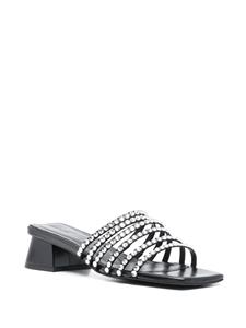 SANDRO rhinestone-embellished 55mm leather mules - Zwart