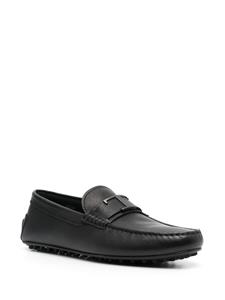 Tod's logo-plaque leather loafers - Zwart