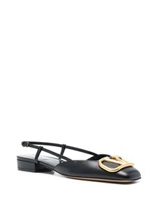 Valentino VLogo leather slingback ballerina shoes - Zwart