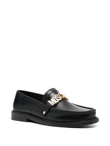 Moschino logo-plaque leather loafers - Zwart