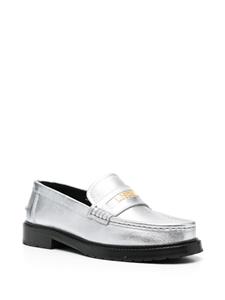 Moschino logo-plaque leather loafers - Zilver