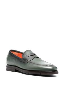Santoni penny-slot leather loafers - Groen