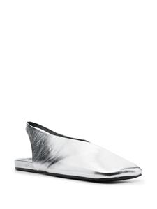 Jil Sander square-toe metallic ballerina shoes - Zilver
