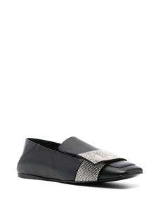 Sergio Rossi crystal-embellished leather ballerina shoes - Zwart