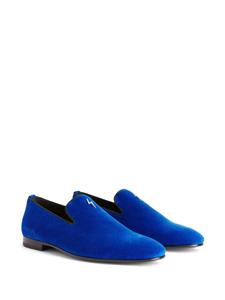 Giuseppe Zanotti G-Flash motif-embroidered suede loafers - Blauw