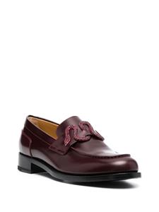 René Caovilla 30mm snake-detail leather loafers - Rood
