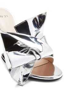 Nº21 bow-detail leather mules - Zilver
