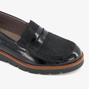 Natuform leren dames loafers zwart