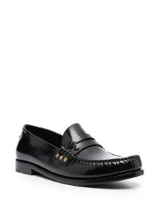 Saint Laurent almond-toe leather loafers - Zwart