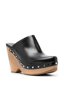 ISABEL MARANT 110mm wedge-heel leather clogs - Zwart