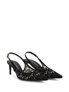 Dolce & Gabbana pointed-toe lace-panelled pumps - Zwart