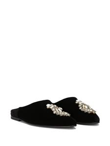 Dolce & Gabbana Saul slippers met kristal - Zwart