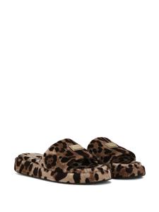 Dolce & Gabbana Slippers met luipaardprint - Bruin