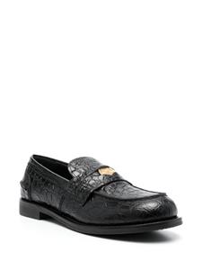 Miu Miu croco-print leather penny loafers - Zwart