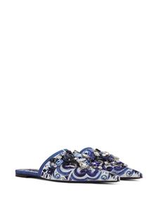 Dolce & Gabbana Verfraaide slippers - Blauw