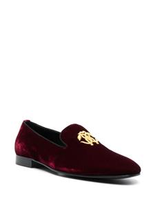 Roberto Cavalli logo-plaque velvet-finish loafers - Rood