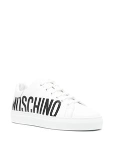 Moschino logo-print leather sneakers - Wit