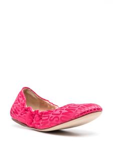 Moschino logo-jacquard satin ballerina shoes - Roze