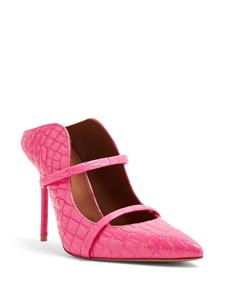 Malone Souliers embossed crocodile-effect leather mules - Roze