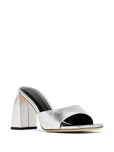 BY FAR Michele 100mm metallic leather mules - Zilver