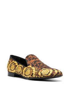 Versace Baroccodile satin slippers - Geel