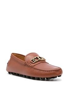 Tod's logo-plaque leather moccasins - Bruin