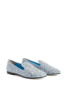 Giuseppe Zanotti Evangeline rhinestone-embellished suede loafers - Blauw