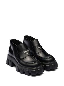 Prada Monolith leather flatform loafers - Zwart