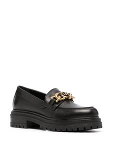 PINKO chain-detail leather loafers - Zwart