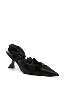 Nensi Dojaka ruffle-detailed satin slingbacks - Zwart