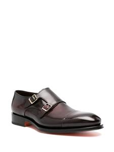 Santoni double-buckle leather loafers - Rood