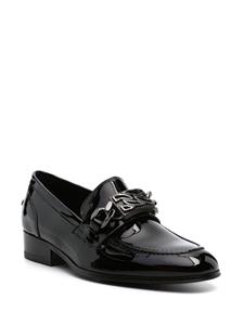 Casadei buckle-embellished patent leather loafers - Zwart