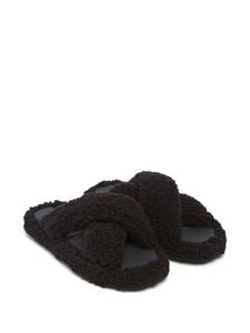 Apparis Teddy slippers met imitatielamswol - Zwart