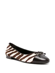 Tory Burch zebra-pattern leather ballerina shoes - Bruin