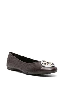 Tory Burch Double T-plaque leather ballerina shoes - Bruin