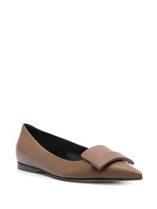 Sergio Rossi SR1 pointed-toe leather ballerina shoes - Bruin