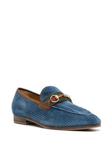 Gucci Horsebit-detail corduroy leather loafers - Blauw