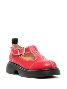 GANNI Everyday contrast-stitching ballerina shoes - Rood