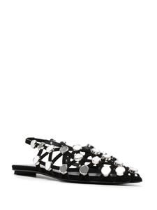 The Attico Grid rhinestone-embellished ballerina shoes - Zwart