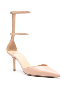 Francesco Russo double-strap 75mm leather pumps - Beige