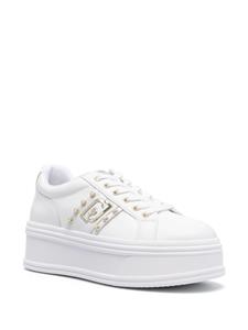 LIU JO logo-plaque leather platfrom sneakers - Wit