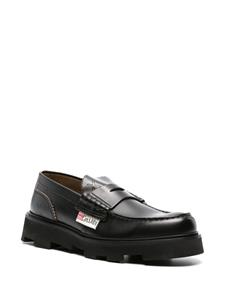 College penny-slot leather loafers - Zwart