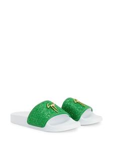 Giuseppe Zanotti Brett glitter slippers - Groen