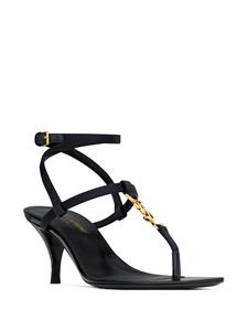 Saint Laurent Cassandra leren sandalen - Zwart