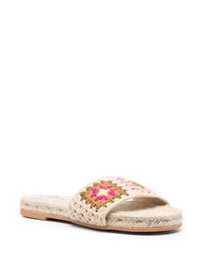 Manebi Yucatan gehaakte slippers - Beige