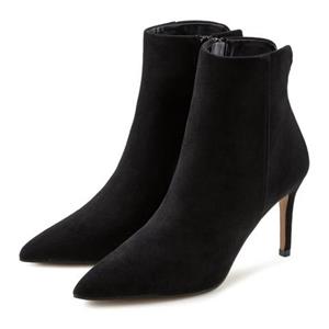 LASCANA High-Heel-Stiefelette, in spitzer Form & Pfennigabsatz, Reißverschluss Stiefel VEGAN